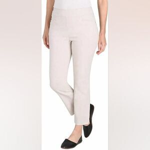 Hilary Radley Women's Light Sand Cropped Pants With Smocked Waist